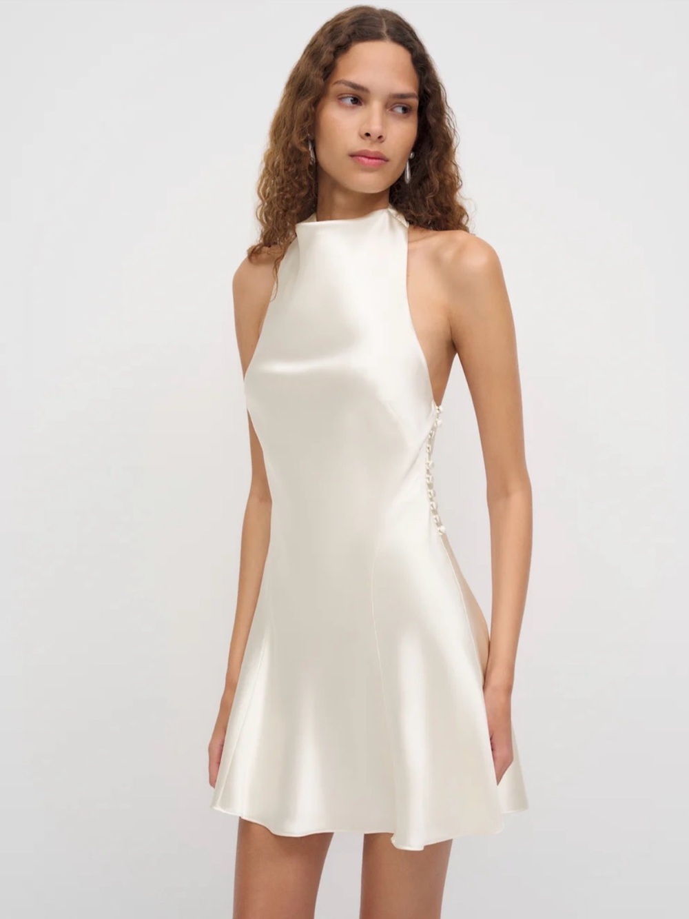 REFORMATION Roy Silk Mini Dress in Ivory 2